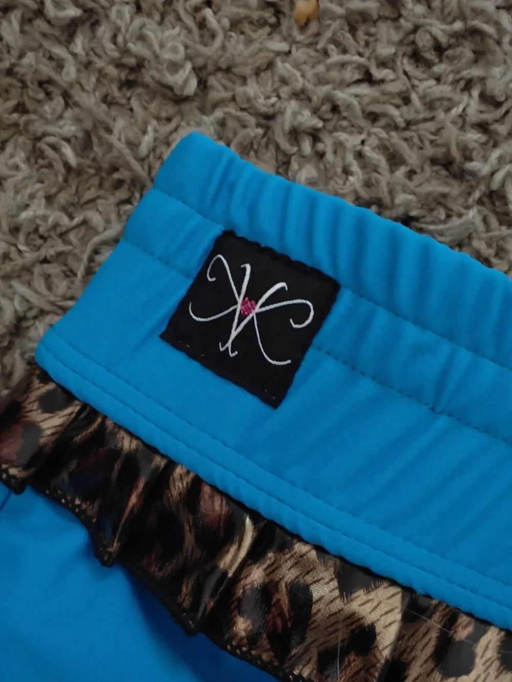 Kandi Kouture Blue Dance Shorts with Leopard Trim, Ruffles And Bow